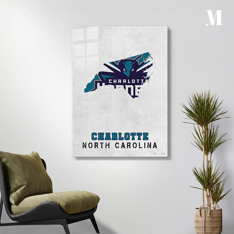 Charlotte Hornets Charlotte North Carolina State Map