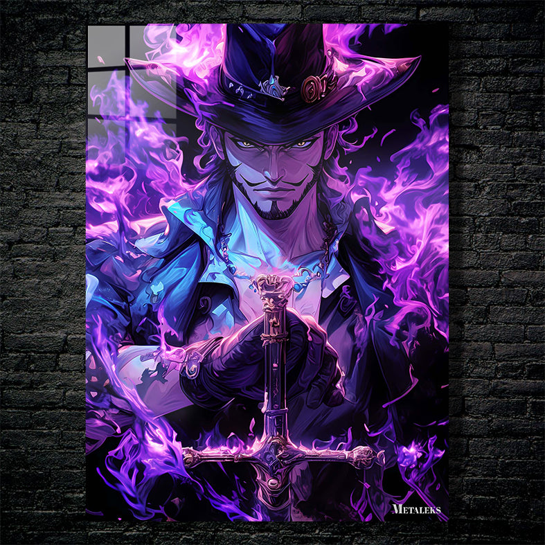 Dracule Mihawk Purpel Flame Anime One Piece