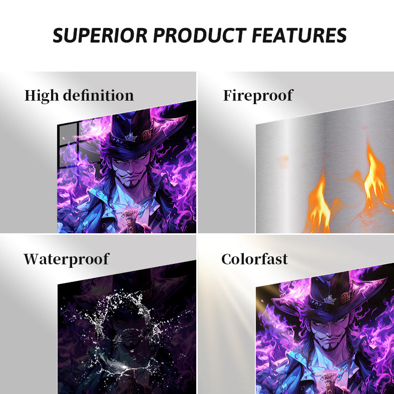 Dracule Mihawk Purpel Flame Anime One Piece