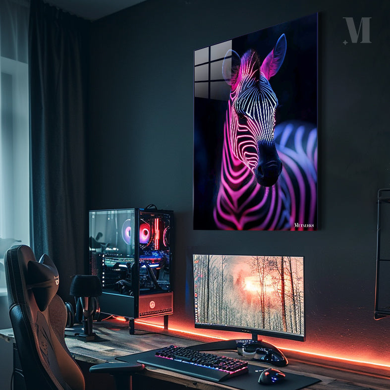 Glowing Neon Zebra