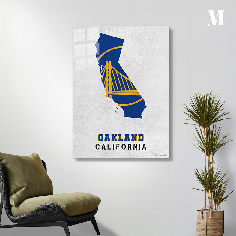 Golden State Warriors Oakland California State map