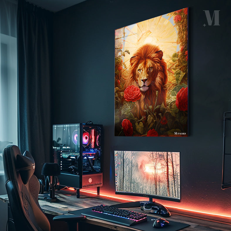 Lion in Roses