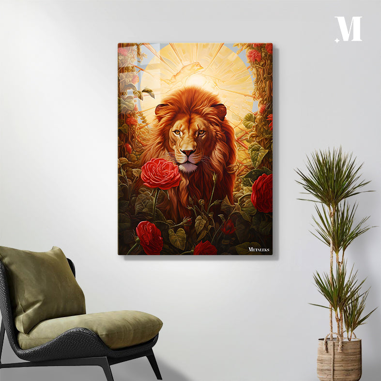 Lion in Roses