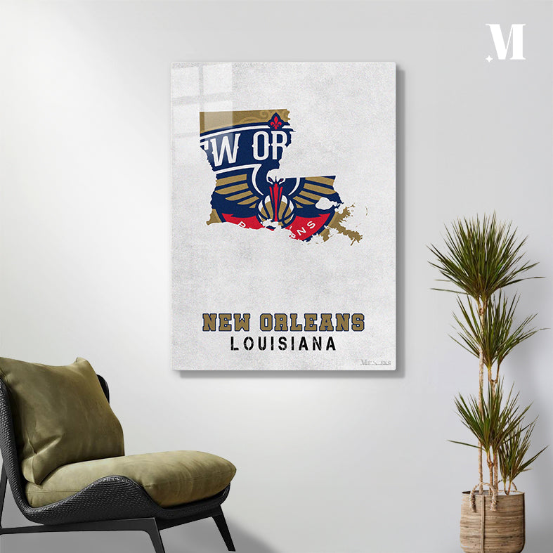 New Orleans Pelicans New Orleans Louisiana State Map
