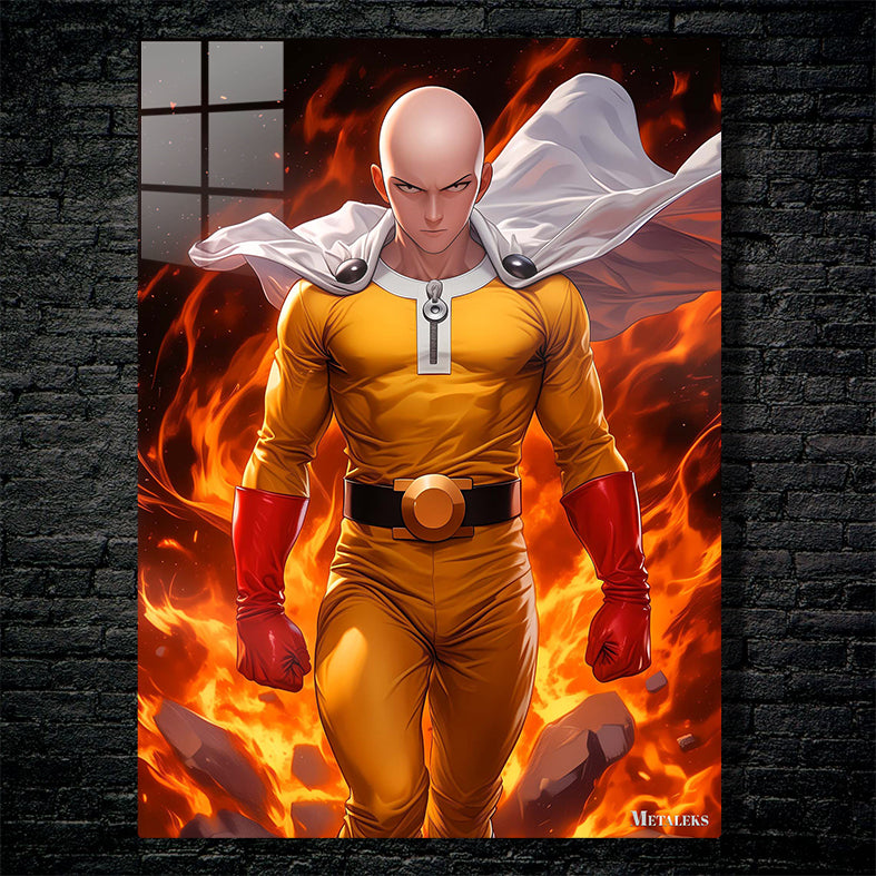 Saitama on Fire One-Punch Man
