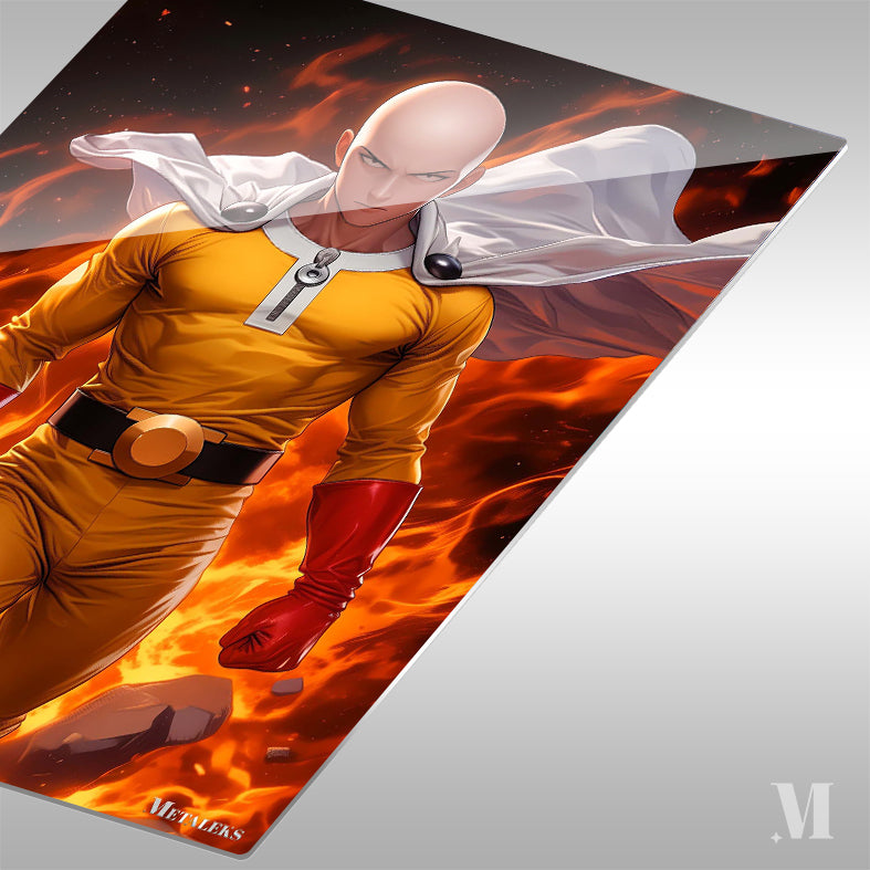Saitama on Fire One-Punch Man