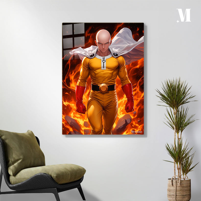 Saitama on Fire One-Punch Man