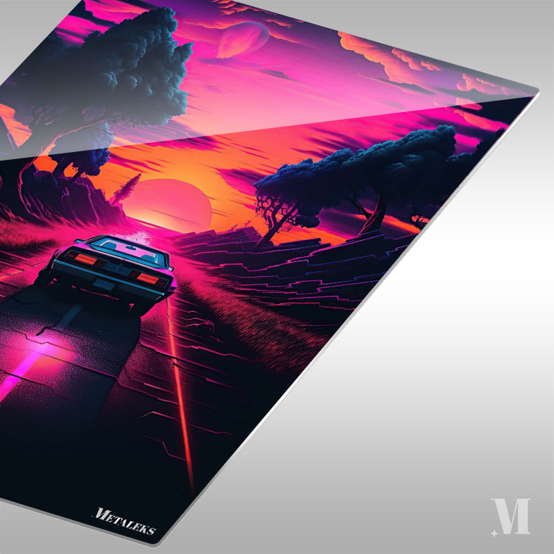 Synthwave Car on Road