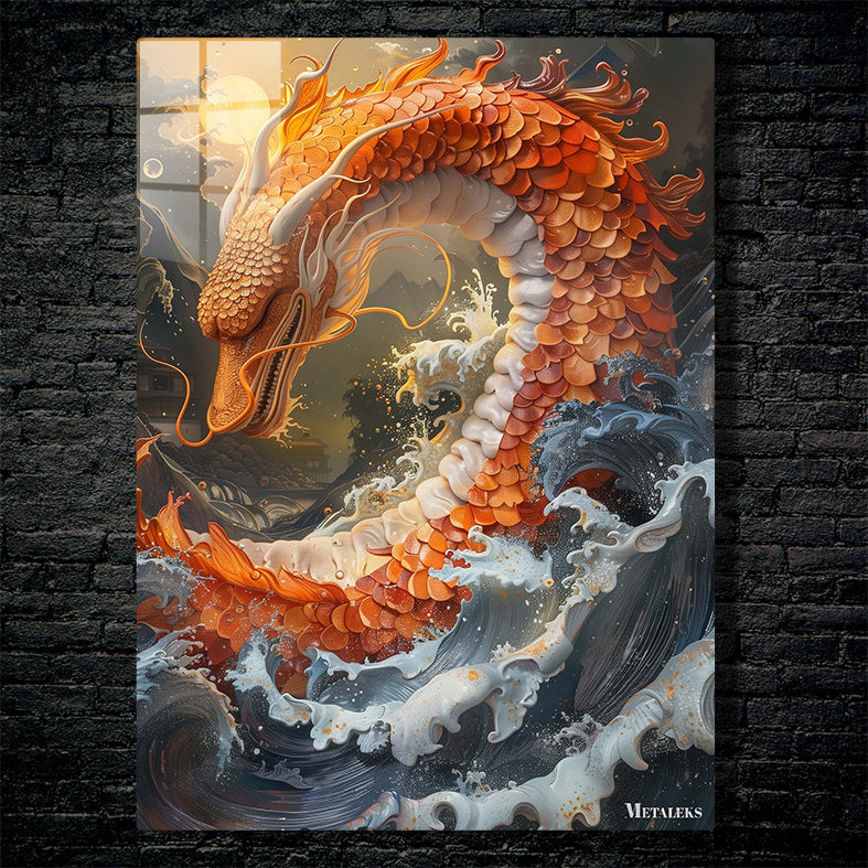 Water Dragon with Waves