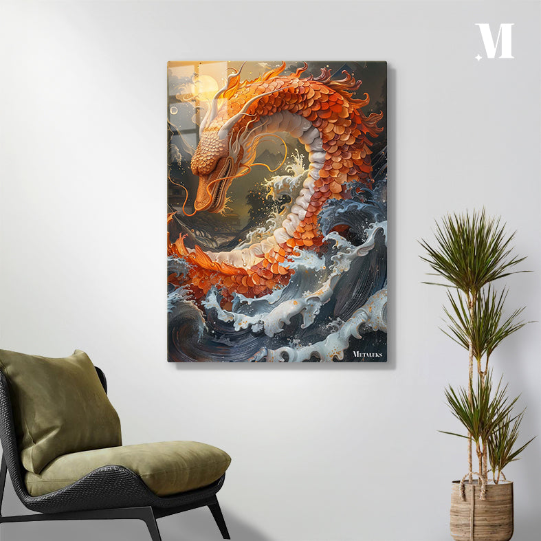 Water Dragon with Waves