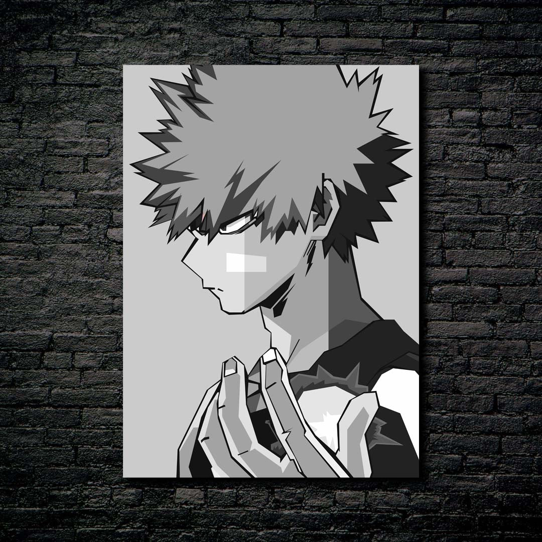 Bakugo Black White Art