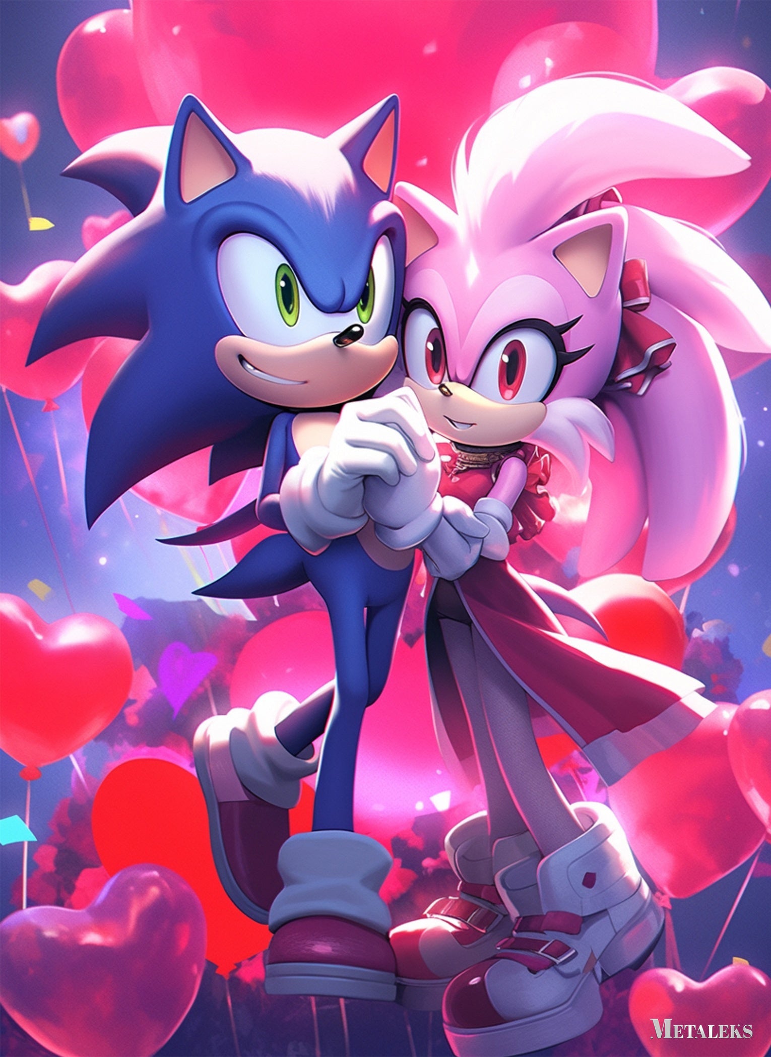 Blue Blur and Rose Red Sonic and Amy's Speedy Romance