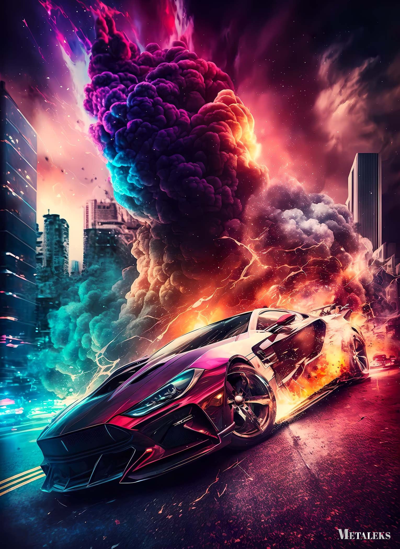 Colorful Sportscar Burnout