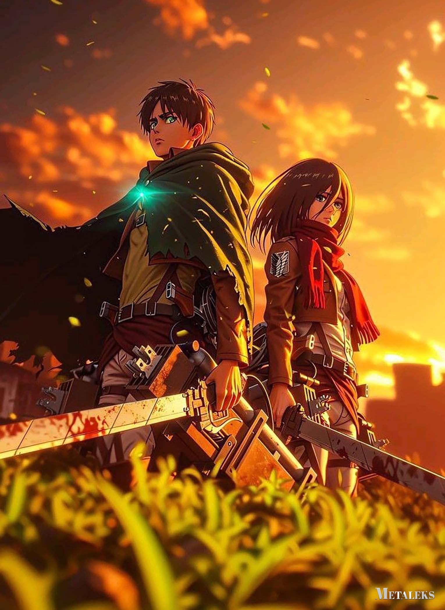 Eren Yeager Mikasa Ackerman Attack on Titan 01  A0717
