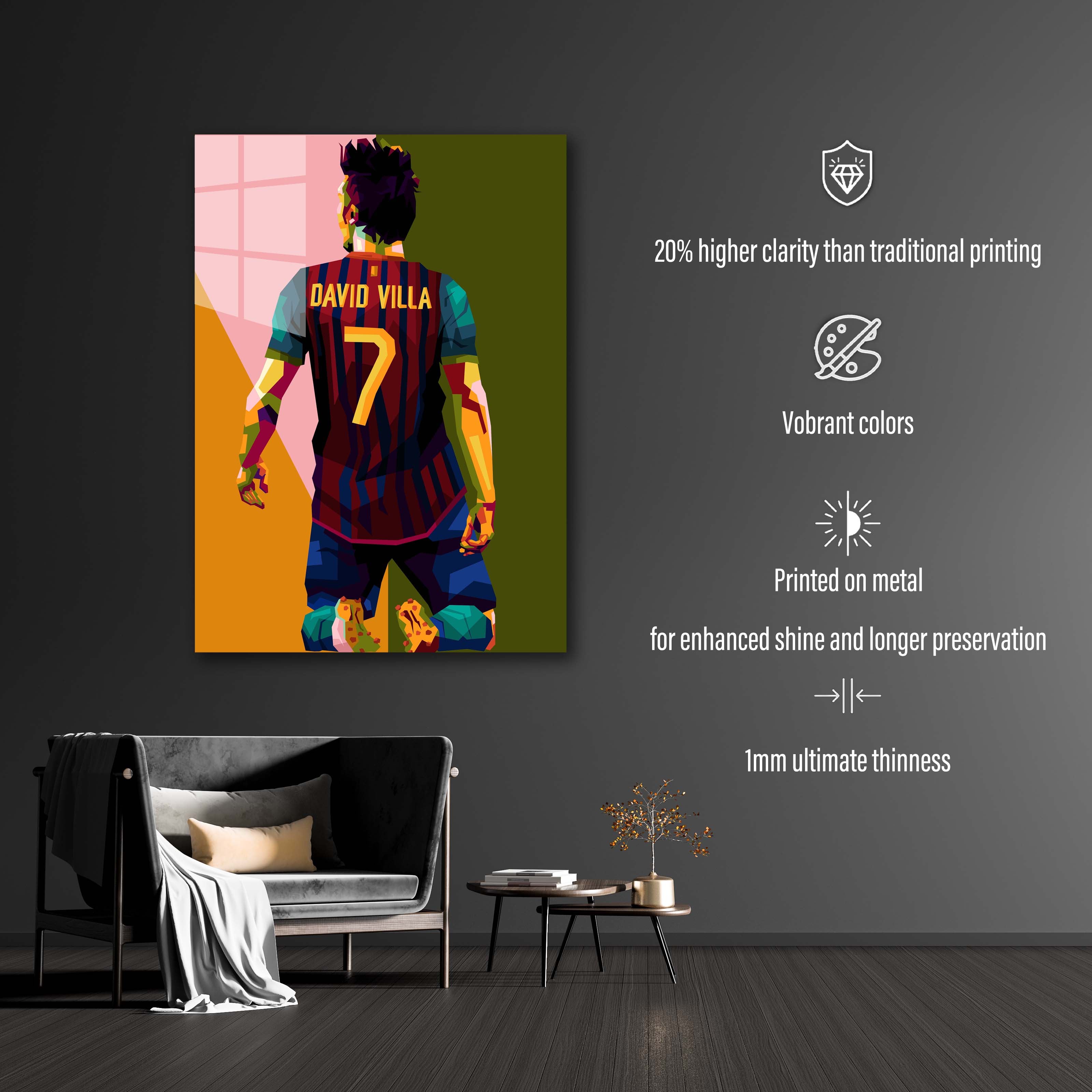 Football Legend David Villa in wpap pop art