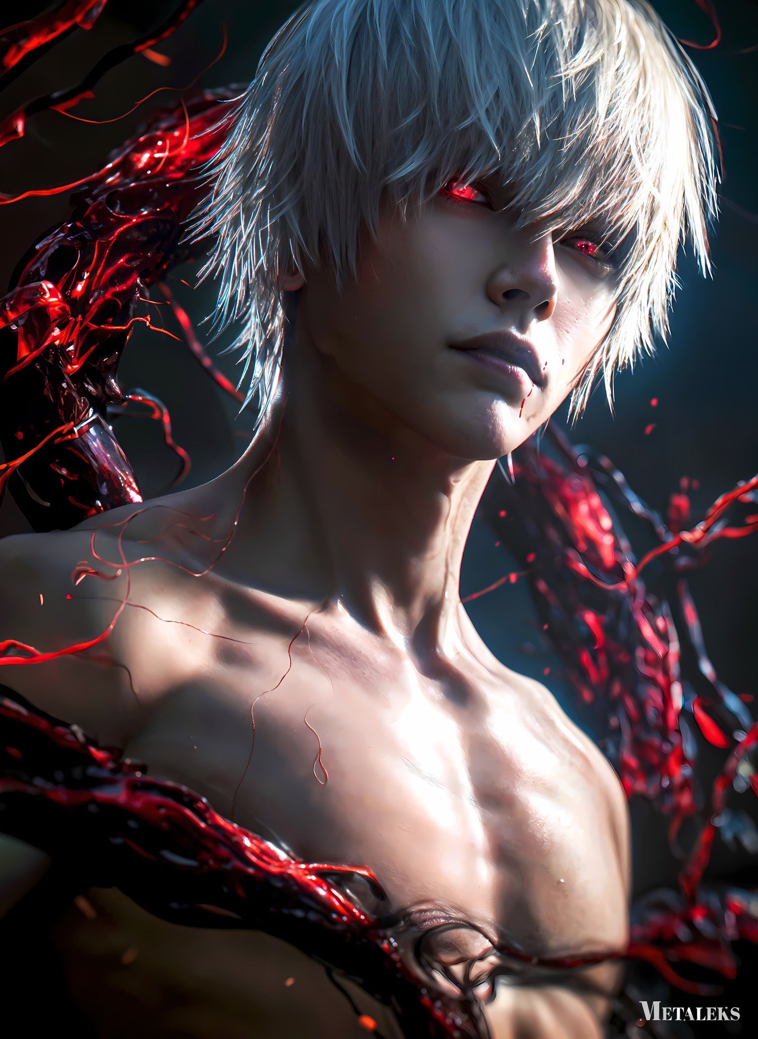 Kaneki Ken Bare Chest Portrait