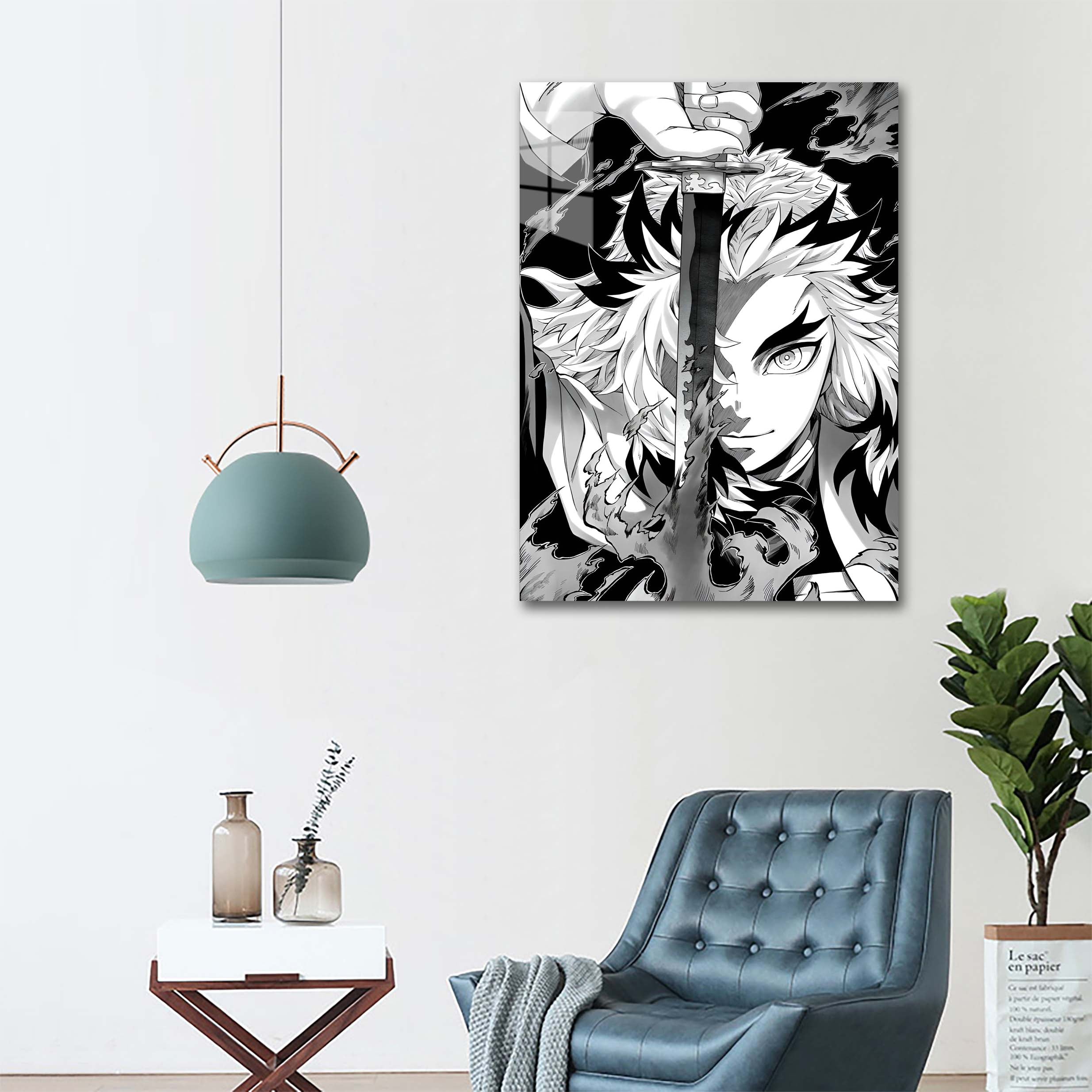 Kyojuro Rengoku black and white