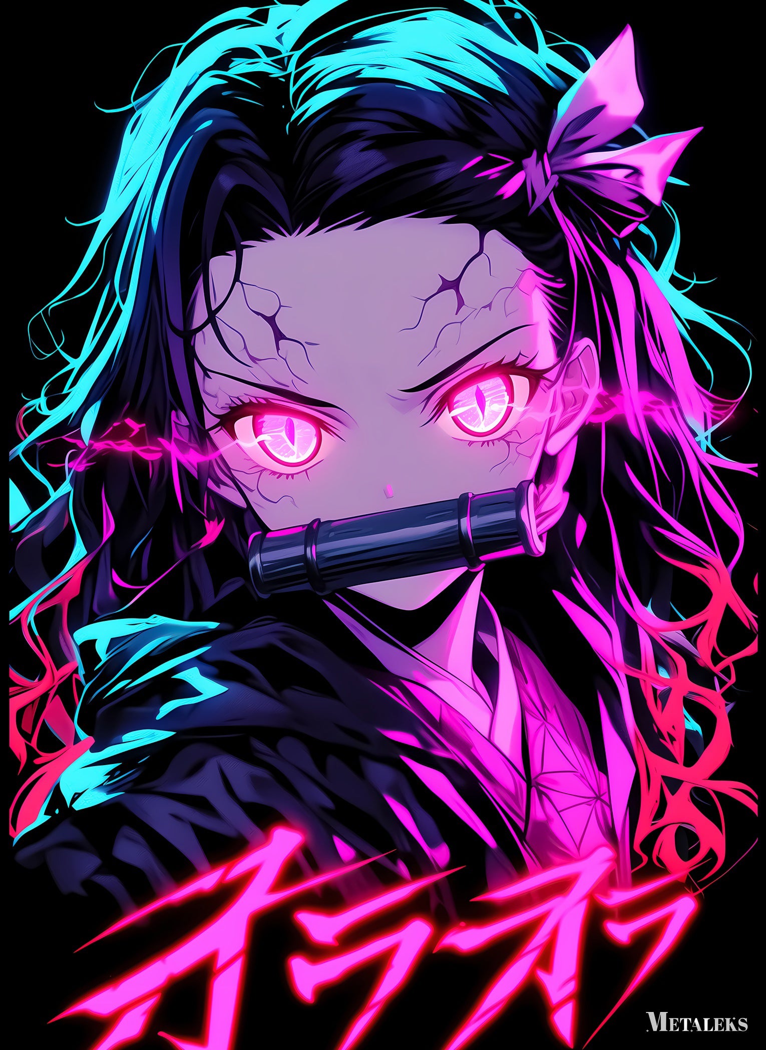Neon Collor Nezuko Kamado - Anime Demon Slayer