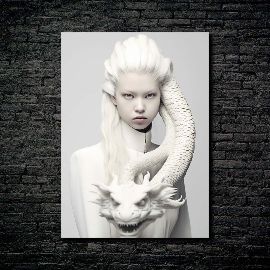 Portrait of woman with dragon 4