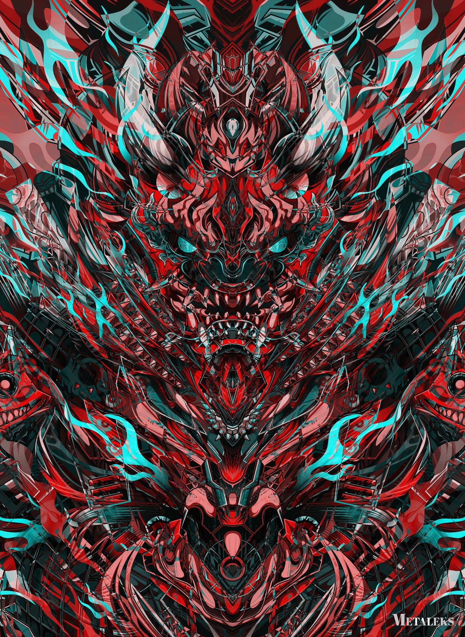 Red Abstract Tiger