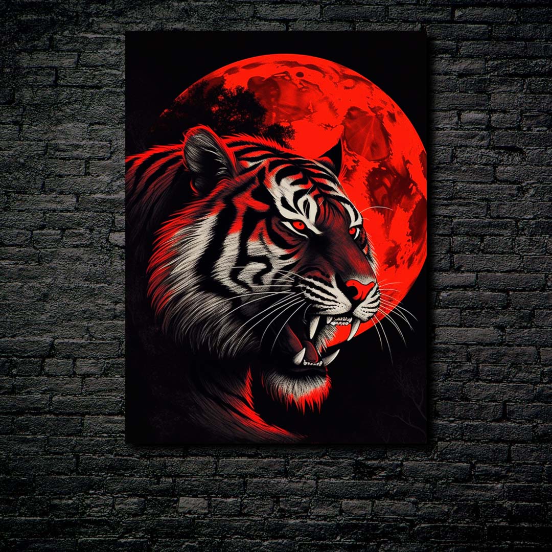 Tiger and red Moon