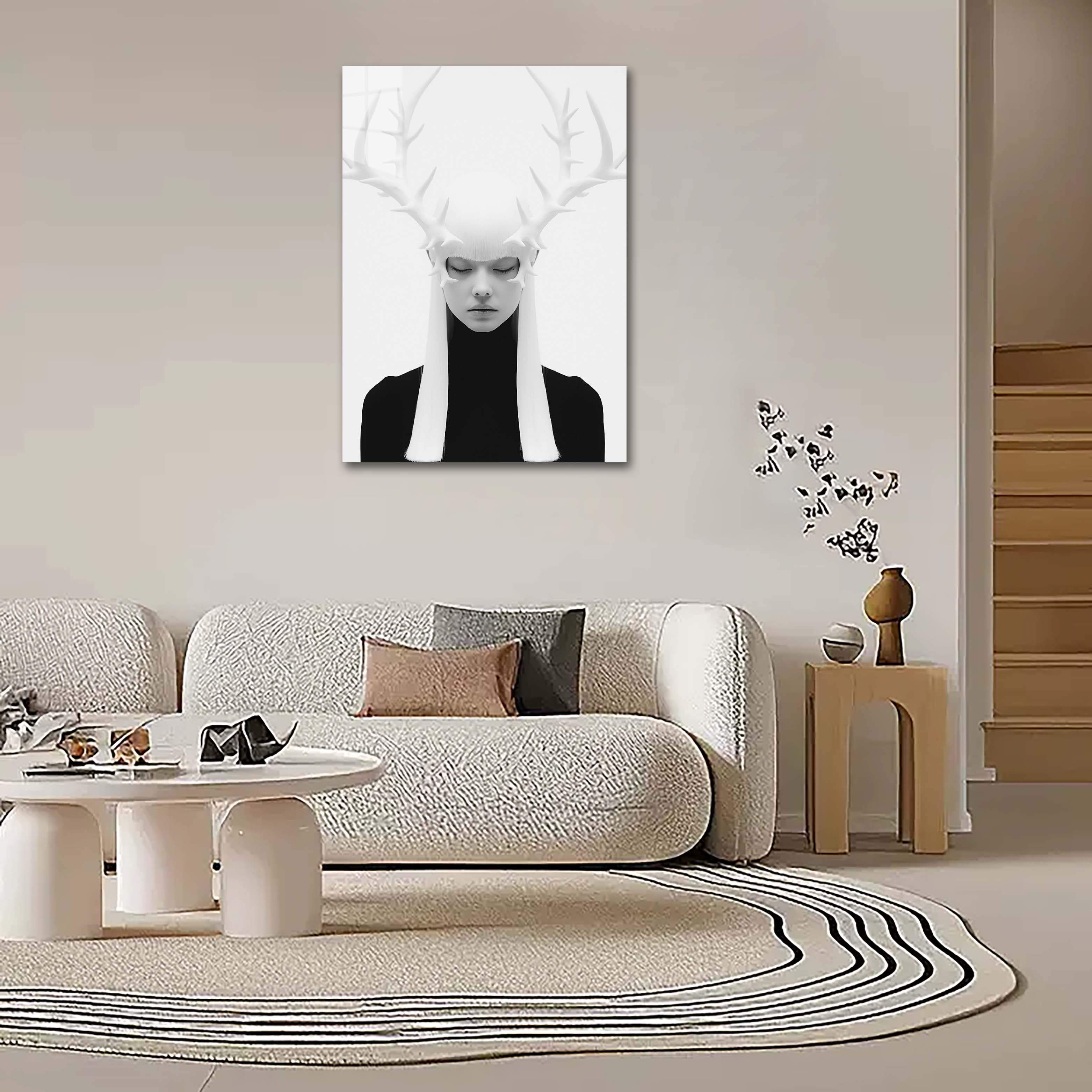 Woman With Antlers 1. White background.