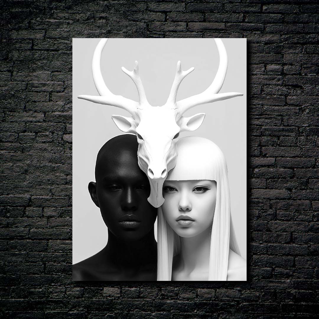 Woman and man with Antlers 2 . Yin yang