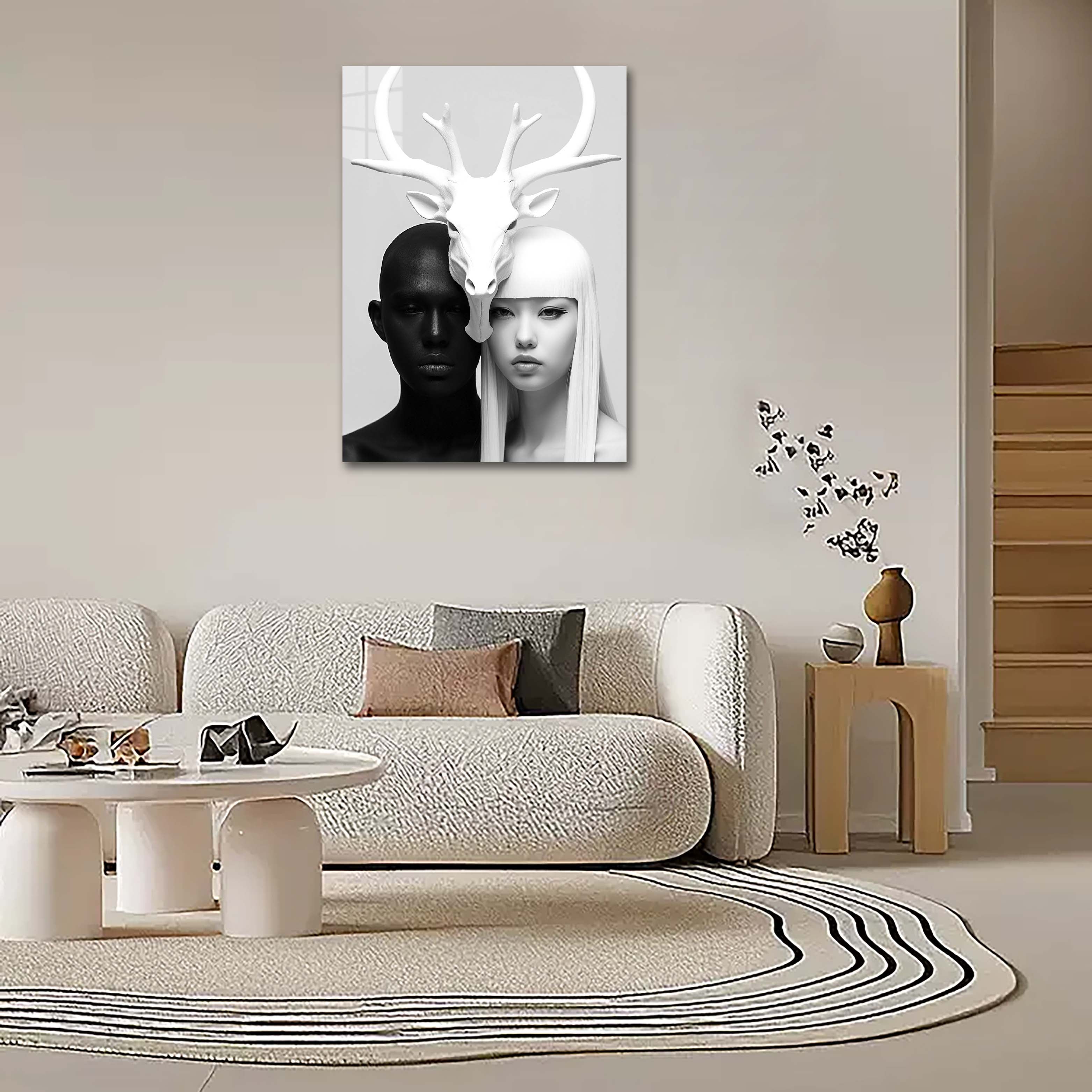 Woman and man with Antlers 2 . Yin yang