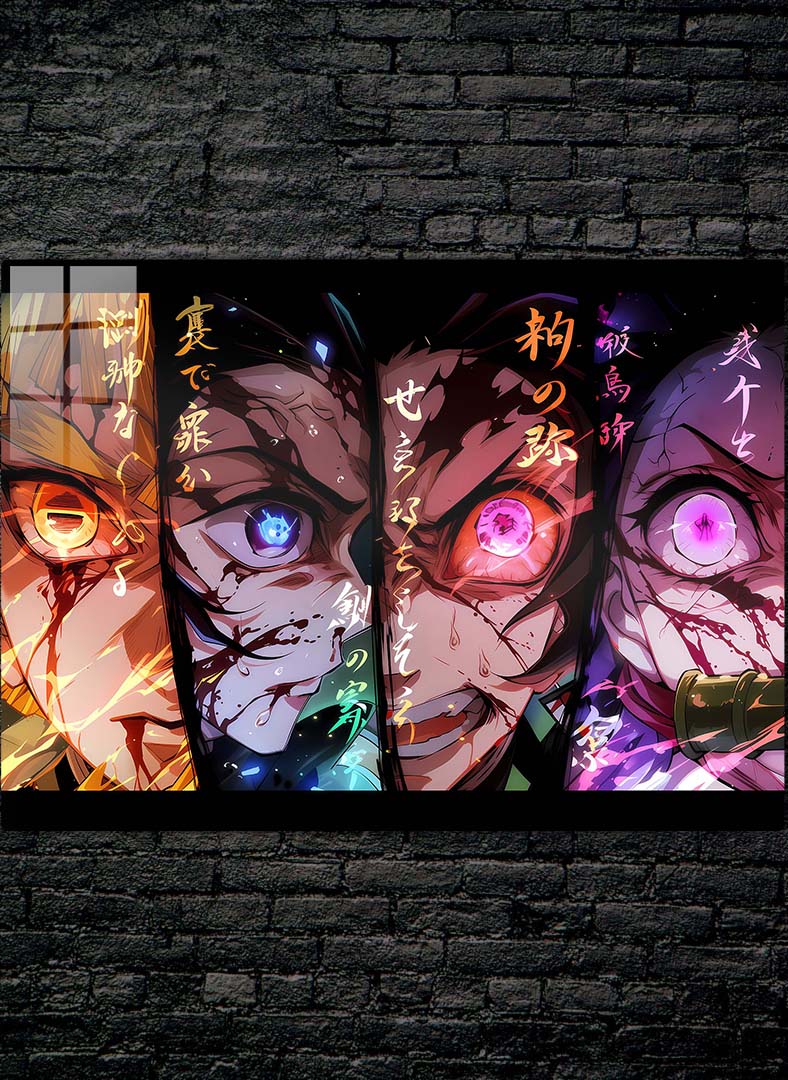 Zenetsu, Inosuke, Tanjiro, and Nezuko, |Demon Slayer