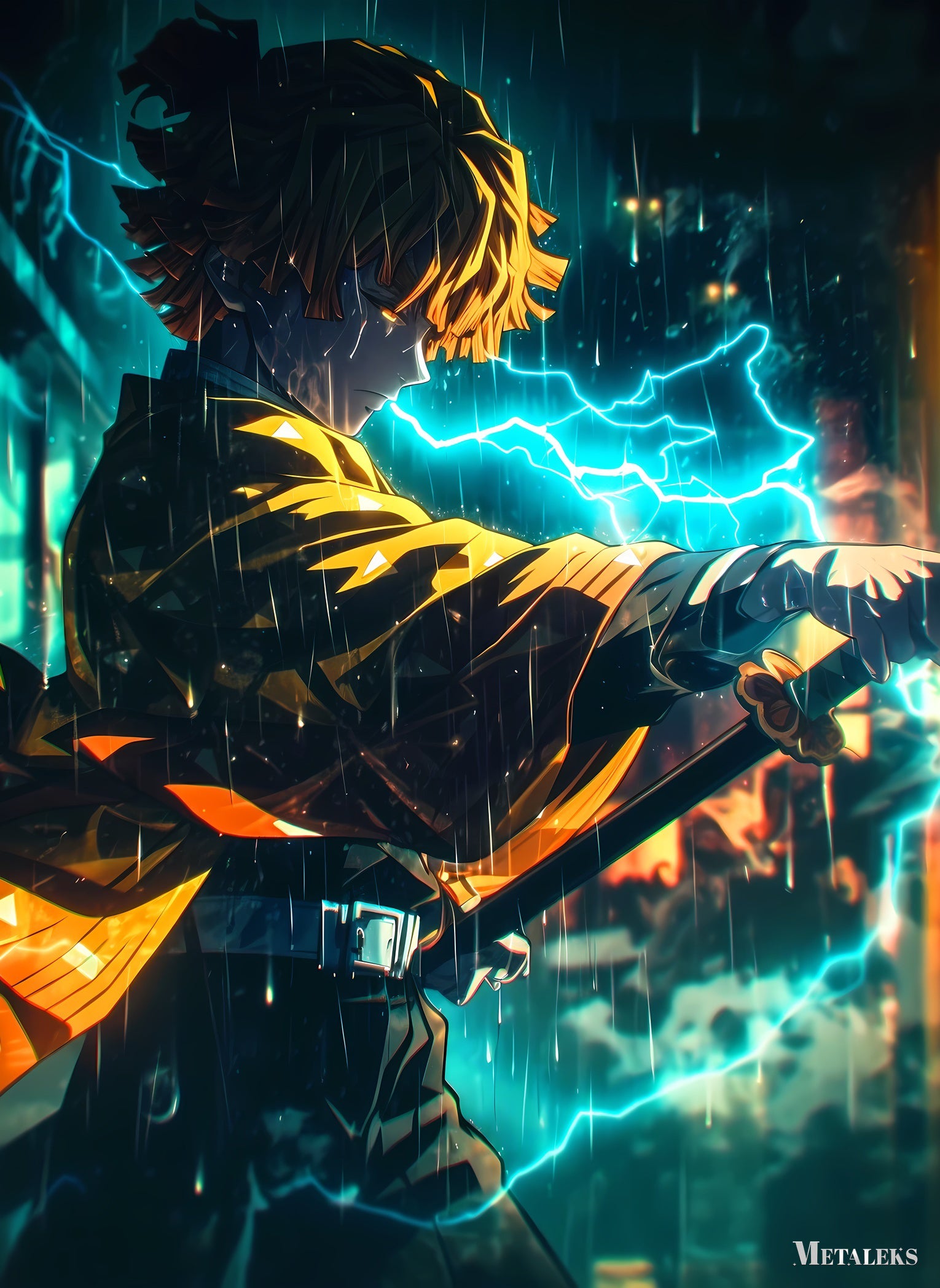Zenitsu Cinematic Rain Wallpaper
