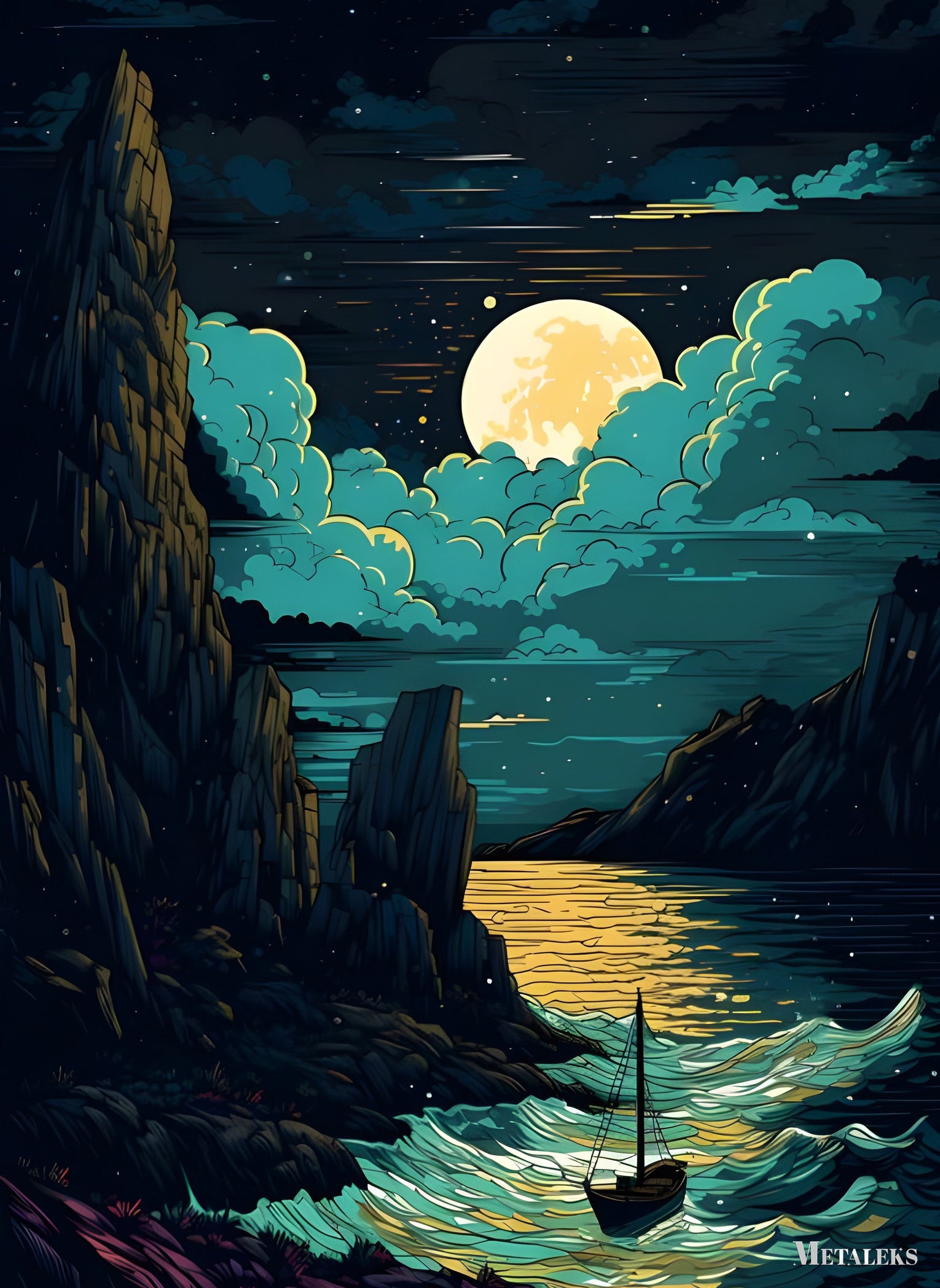 lunar landscape painting