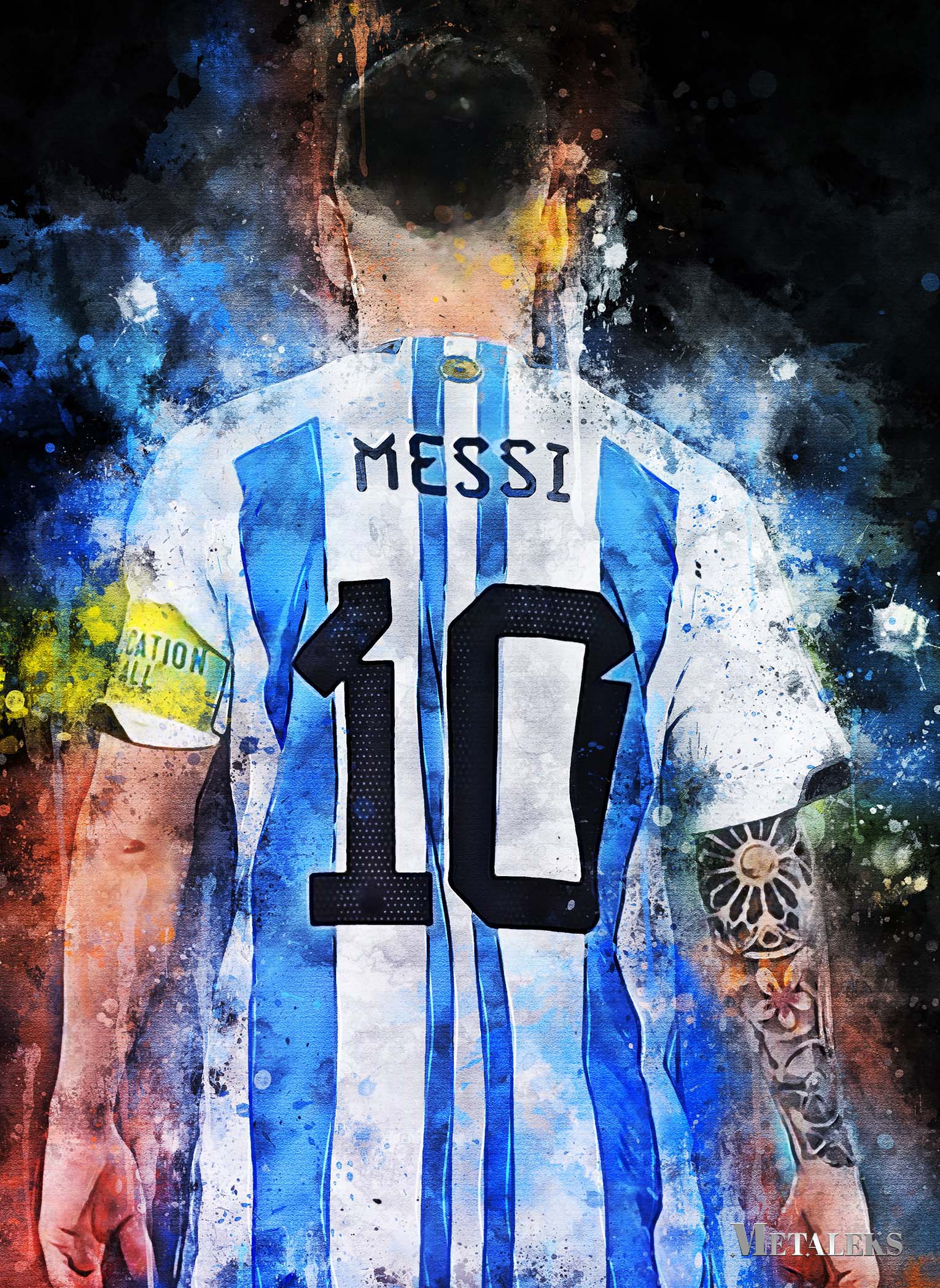 messi ten watercolor