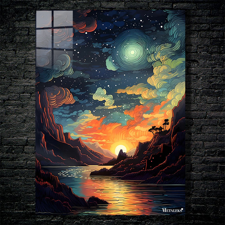 river view at night