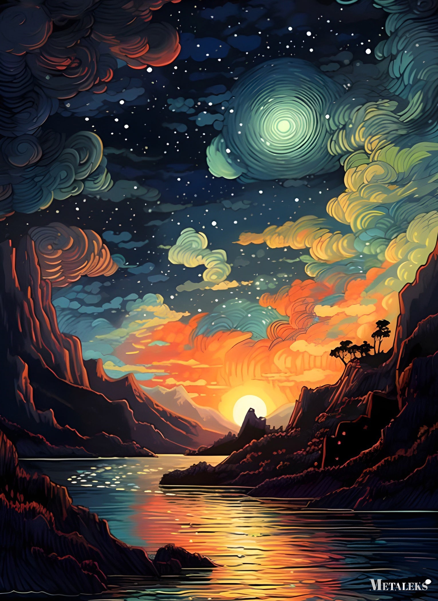 river view at night
